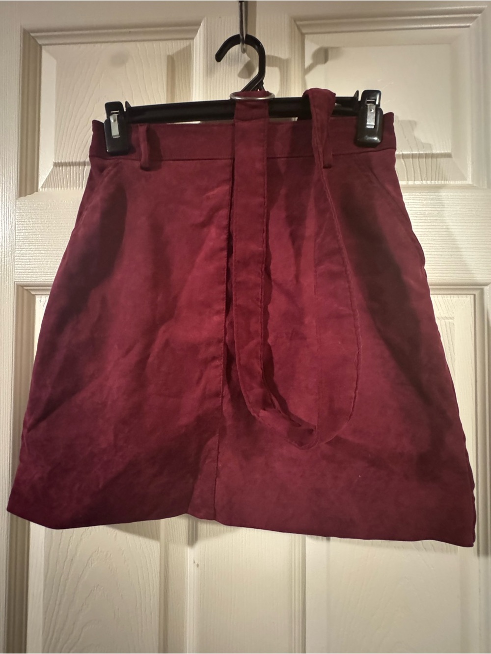 Hollister Burgundy Suede Mini Skirt with Waist Tie